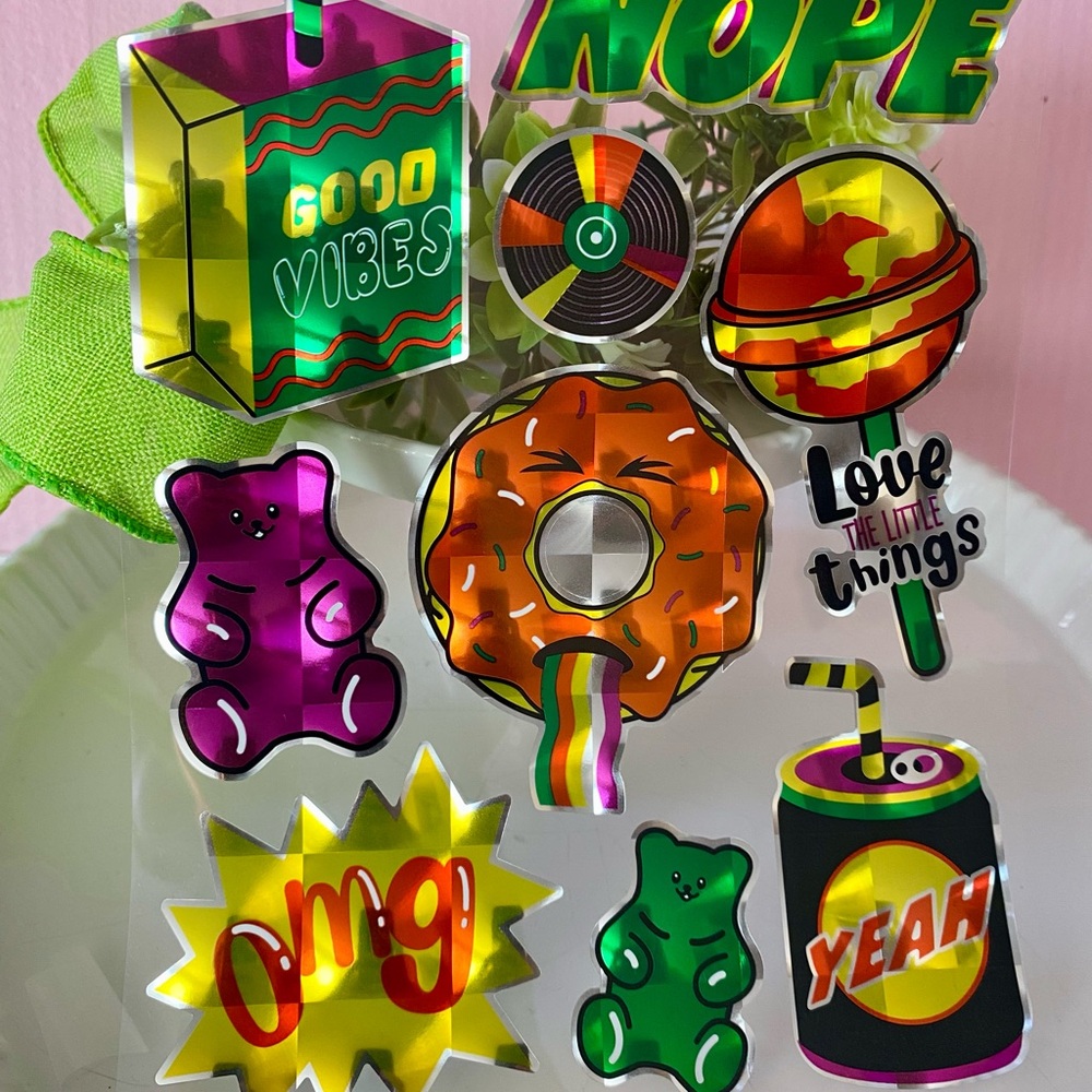 5/$10 retro holographic candy Stickers